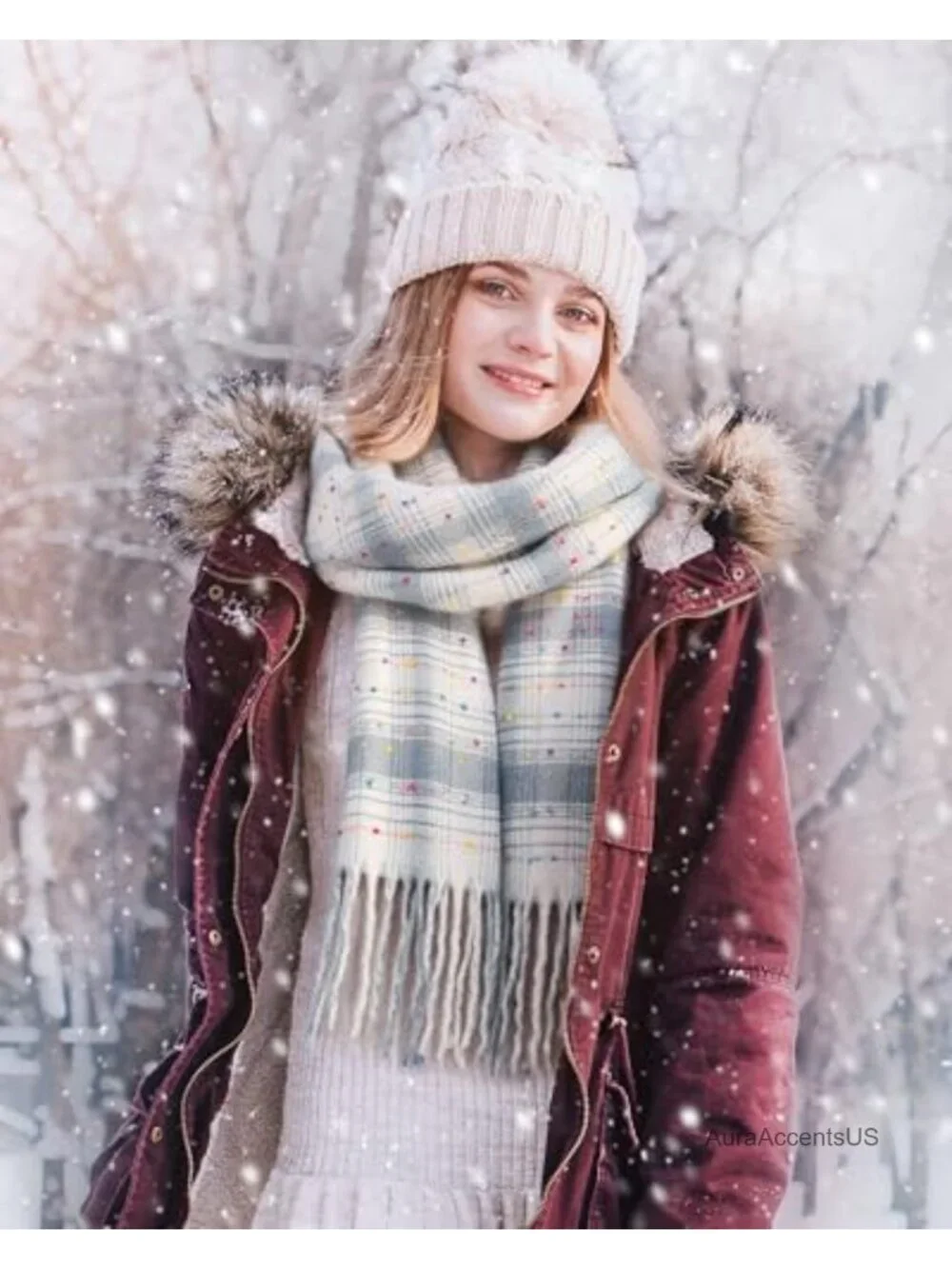 Women's Cozy Blanket Scarf Winter Wrap Shawl with Tassels Soft Anti-Pilling